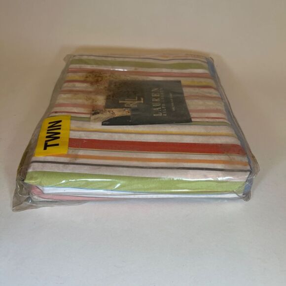 NEW Ralph Lauren Beach Side STRIPE Preppy Rainbow Twin Flat Sheet Made in USA - Picture 7 of 8